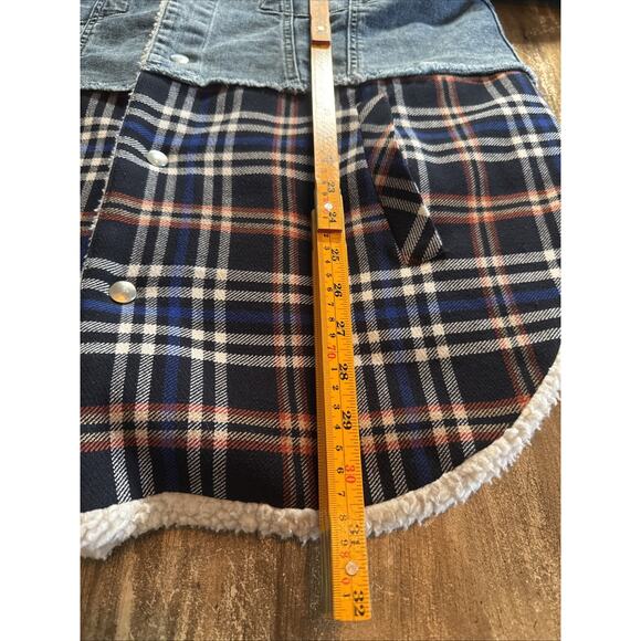 Paul & Joe Sister Peterson Denim Flannel Shirt Faux Sherling Jacket Size 40 - Picture 7 of 8